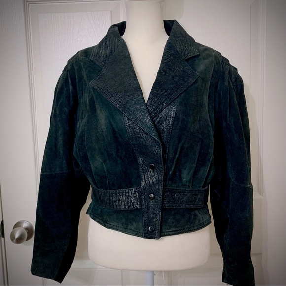 Vtg 80s Black Leather Jacket, Puff Sleeves, Sz S - Picture 3 of 13
